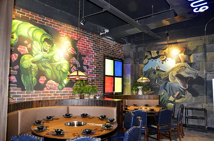 工业风火锅店特色墙面的设计 工业风火锅店特色墙面的设计