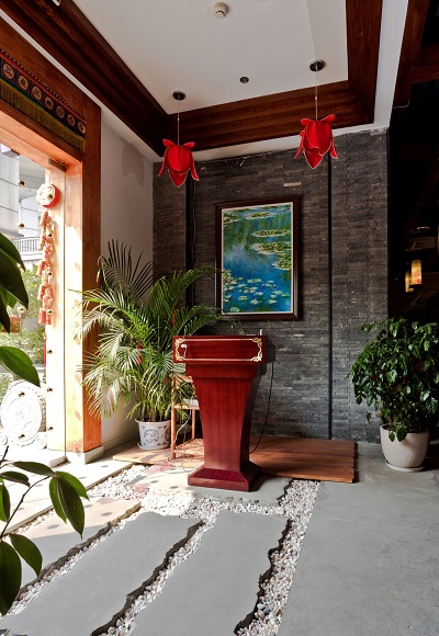 中式茶楼前台接待区实景图