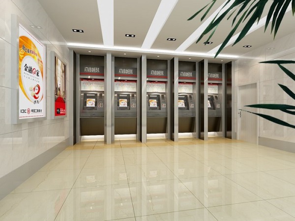 银行大厅柜台门头装修设计效果图