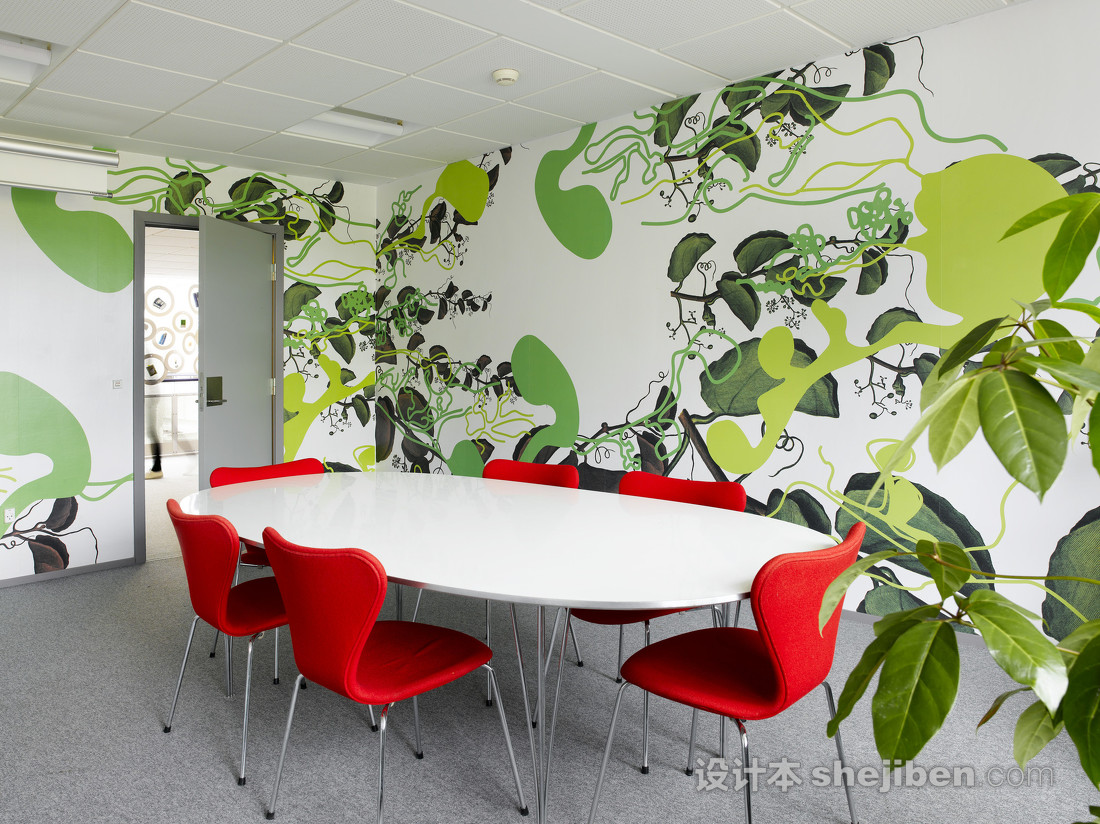 小会议室森林系墙绘图