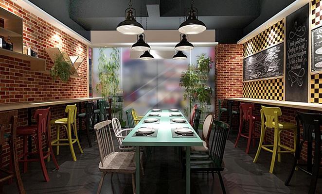 小型炸鸡店铺装修设计效果图