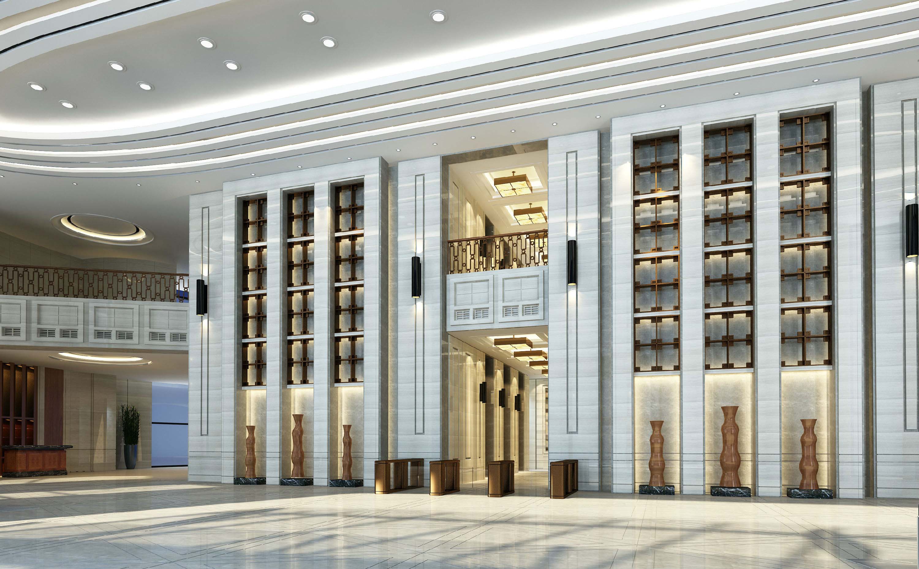 银行办公楼大厅装修设计效果图
