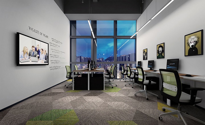 3000平工业风共享极简主义办公室装修效果图-单独的团队协作办公空间