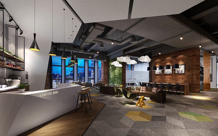 3000平工业风共享极简主义办公室装修效果图-咖啡厅