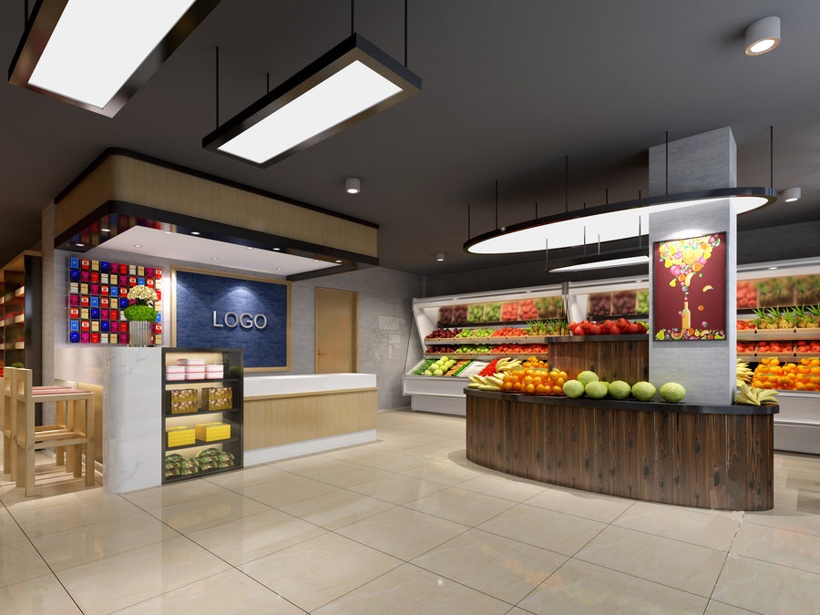 小型水果超市收银台装修设计效果图