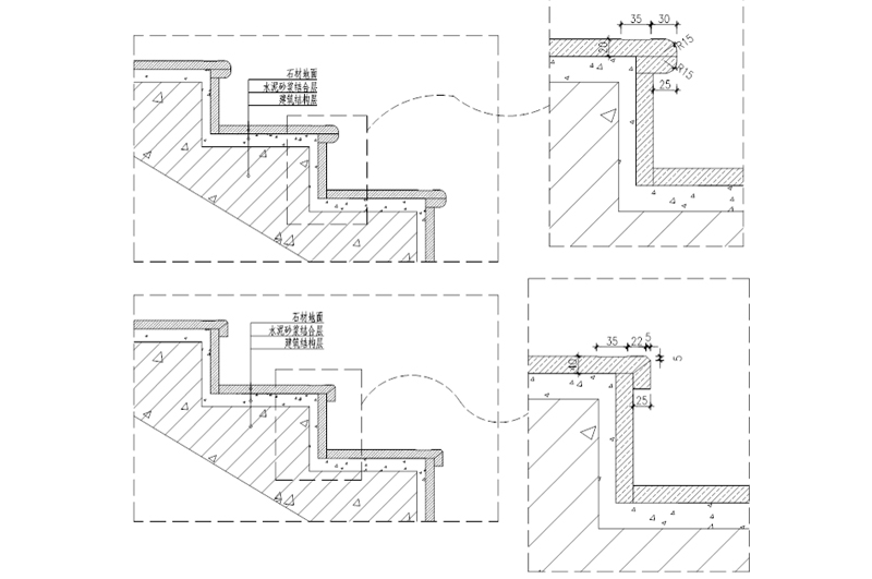室内楼梯石材装修工程节点构造图